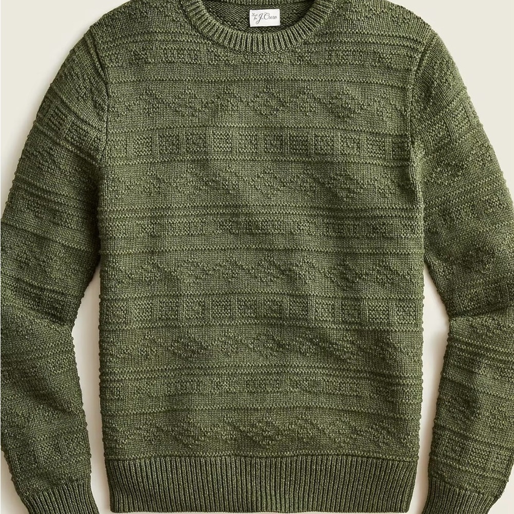 100% cotton J Crew Mens Olive Green Sweater